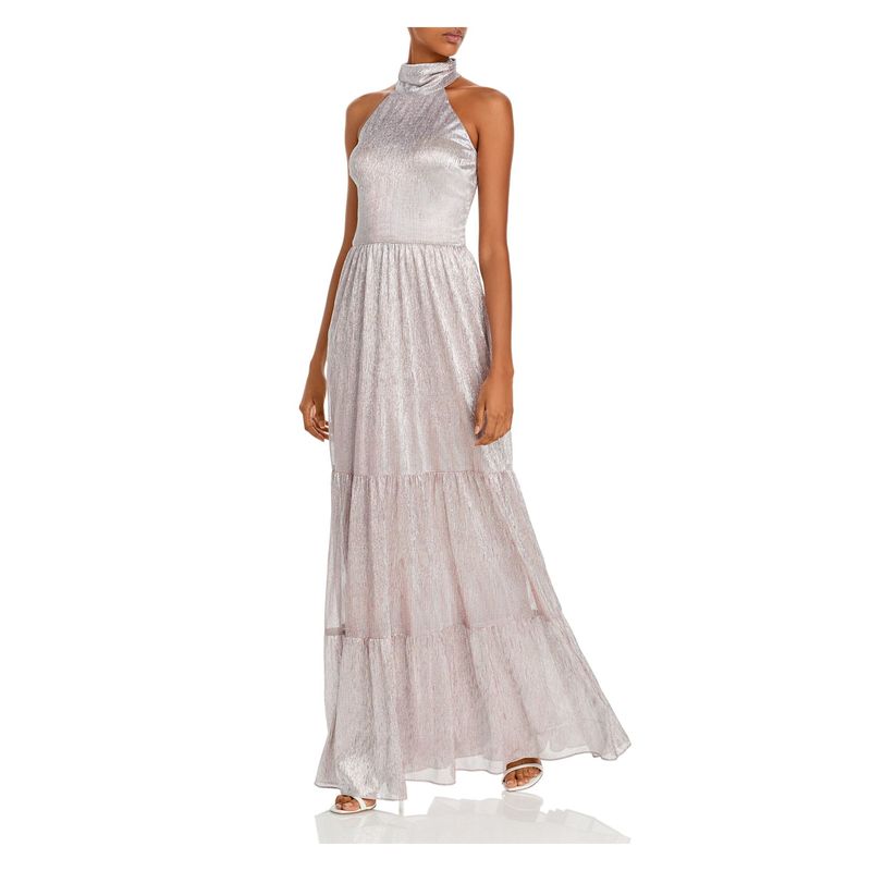 Aqua Formal Womens Pink Sleeveless Full-Length Evening Fit + Flare Dress 2